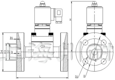 高壓法蘭連接電(diàn)磁閥結構圖